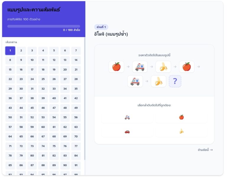 แบบรูปและความสัมพันธ์ พิชิตโจทย์ 100 ด่าน สื่อสอนคณิต