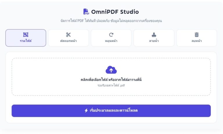 รวมไฟล์ PDF ตัดแยก ลบหน้า ใส่ลายน้ำ ออนไลน์ ฟรี ปลอดภัย
