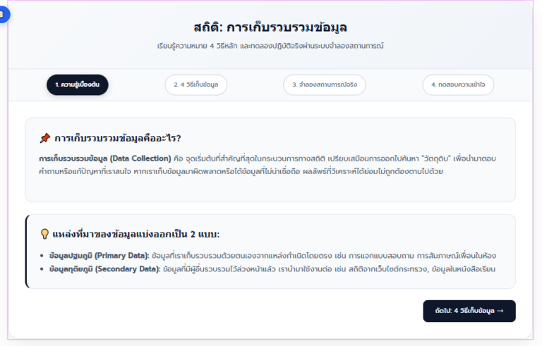 สื่อออนไลน์ สถิติ ม.1 เรื่องการเก็บรวบรวมข้อมูล