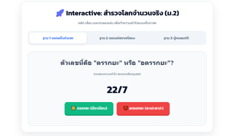 เกมสรุป ระบบจำนวนจริง ม.2 ตรรกยะ อตรรกยะ พร้อมแบบฝึกหัด