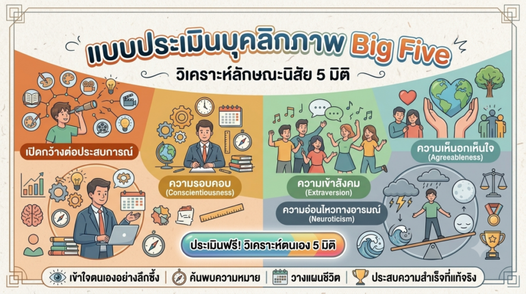 แบบประเมินบุคลิกภาพ Big Five วิเคราะห์ลักษณะนิสัย 5 มิติ