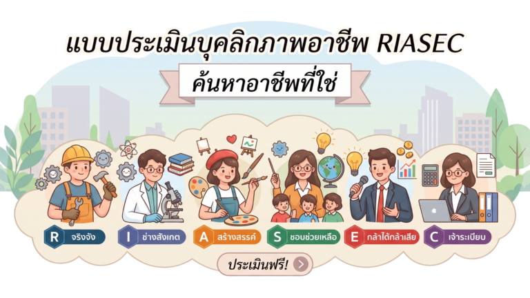 แบบประเมินบุคลิกภาพอาชีพ RIASEC ค้นหาอาชีพที่ใช่